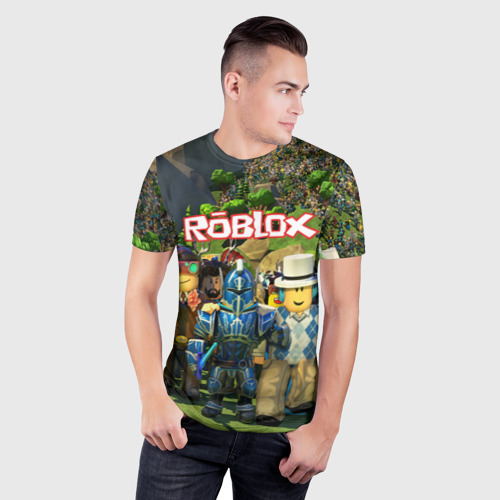 Мужская футболка 3D Slim с принтом ROBLOX | РОБЛОКС (Z), фото на моделе #1