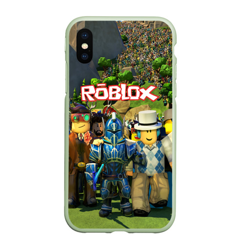 Чехол для iPhone XS Max матовый Roblox Роблокс, цвет салатовый