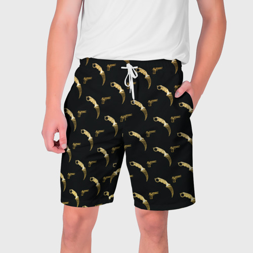 Мужские шорты 3D с принтом Karambit и Desert eagle, вид спереди #2