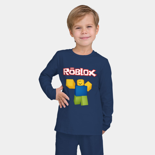 Детская пижама с лонгсливом хлопок Roblox, цвет темно-синий - фото 3