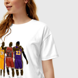 Женская футболка хлопок Oversize Kobe, Michael, LeBron - фото 2