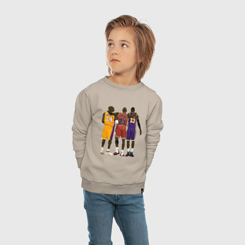 Детский свитшот хлопок Kobe, Michael, LeBron, цвет миндальный - фото 5