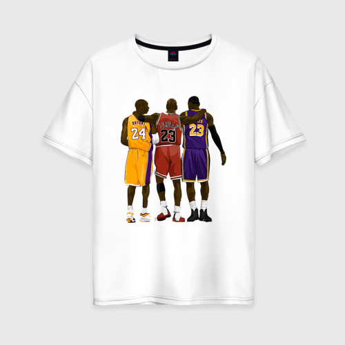 Женская футболка хлопок Oversize Kobe, Michael, LeBron, цвет белый