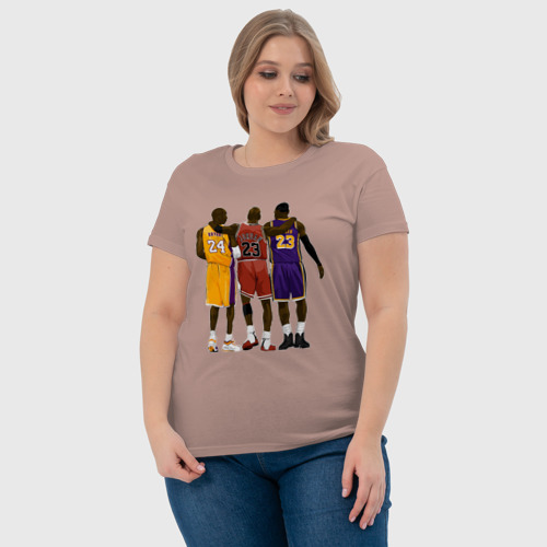 Женская футболка хлопок с принтом Kobe, Michael, LeBron, фото #4