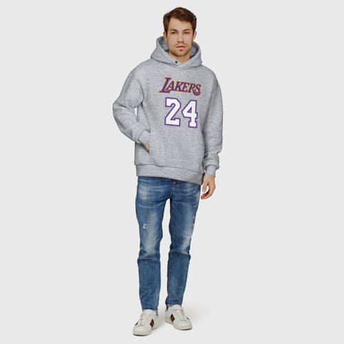 Мужское худи Oversize хлопок Lakers 24, цвет меланж - фото 6