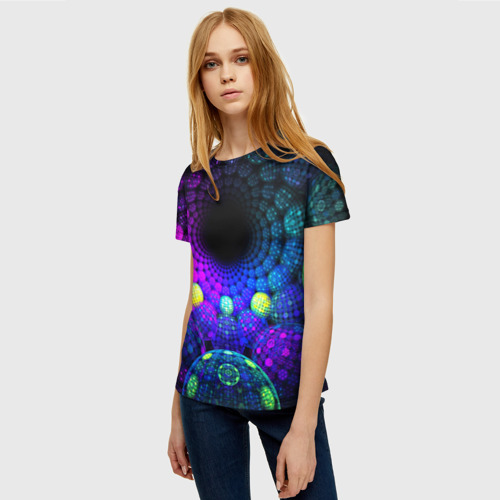 Женская футболка 3D PSY NEON, цвет 3D печать - фото 3