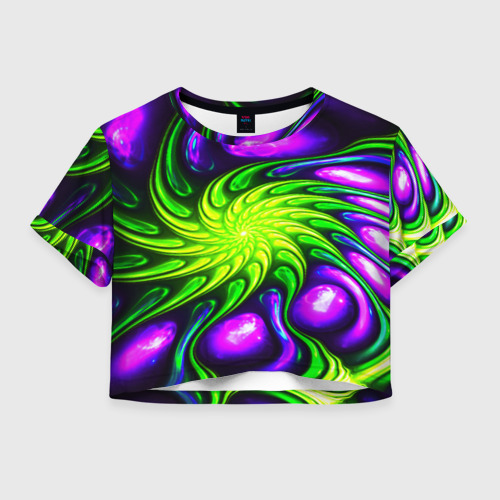 Женская футболка Crop-top 3D Neon&acid, цвет 3D печать