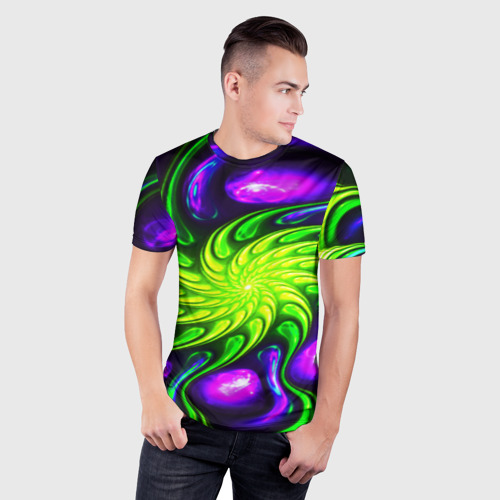 Мужская футболка 3D Slim Neon&acid, цвет 3D печать - фото 3