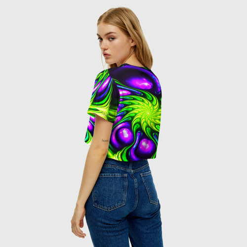 Женская футболка Crop-top 3D Neon&acid, цвет 3D печать - фото 5