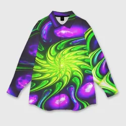 Женская рубашка oversize 3D Neon&acid