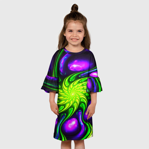 Детское платье 3D Neon&acid, цвет 3D печать - фото 4