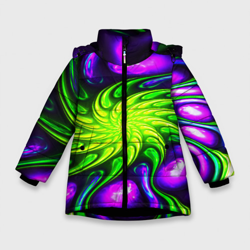 Зимняя куртка для девочек 3D Neon&acid, цвет черный