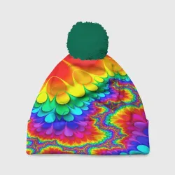 Шапка 3D c помпоном Tie-dye