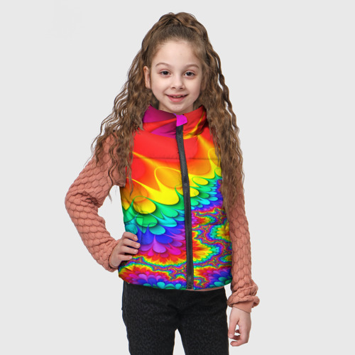 Детский жилет утепленный 3D Tie-dye, цвет светло-серый - фото 3