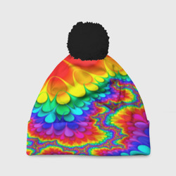 Шапка 3D c помпоном Tie-dye