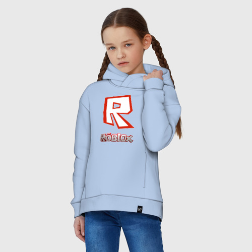 Детское худи Oversize хлопок R, цвет мягкое небо - фото 3