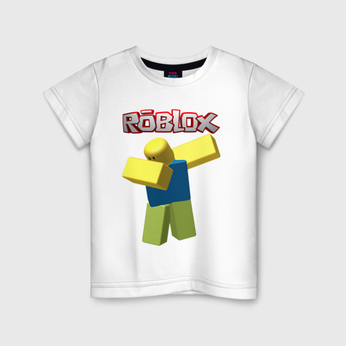 Детская футболка хлопок Roblox Dab, цвет белый