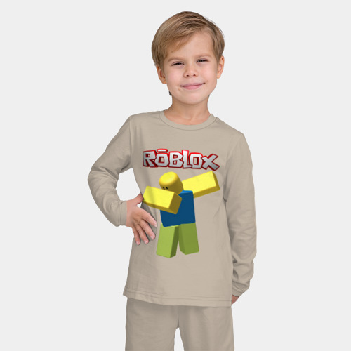 Детская пижама с лонгсливом хлопок Roblox Dab, цвет миндальный - фото 3