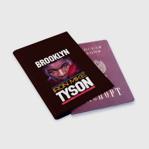 Обложка для паспорта матовая кожа Mike Tyson, цвет синий - фото 3
