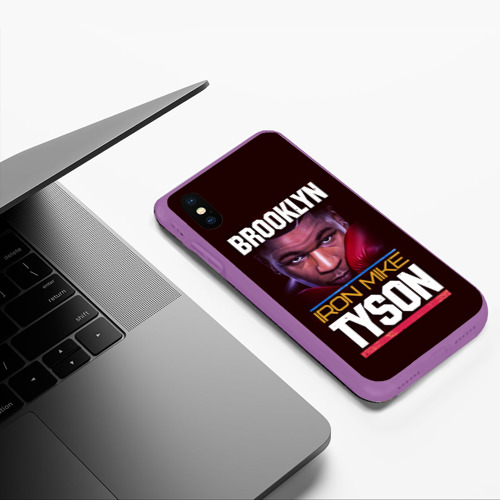 Чехол для iPhone XS Max матовый Mike Tyson, цвет фиолетовый - фото 5