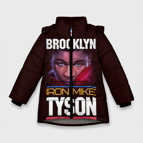 Зимняя куртка для девочек 3D Mike Tyson, цвет светло-серый
