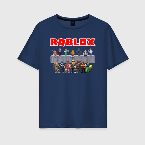 Женская футболка хлопок Oversize Roblox, цвет темно-синий