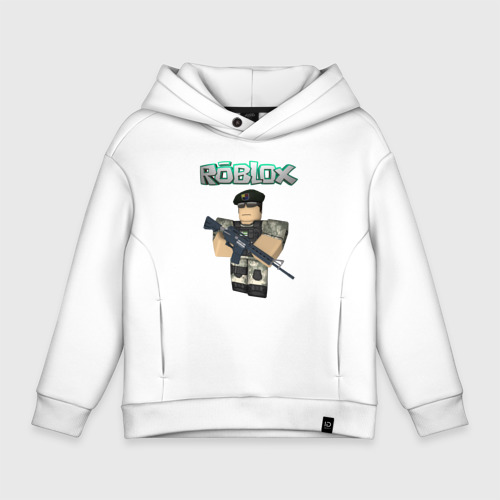 Детское худи Oversize хлопок Roblox Defender, цвет белый