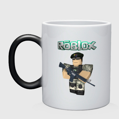 Кружка хамелеон Roblox Defender, цвет белый + черный