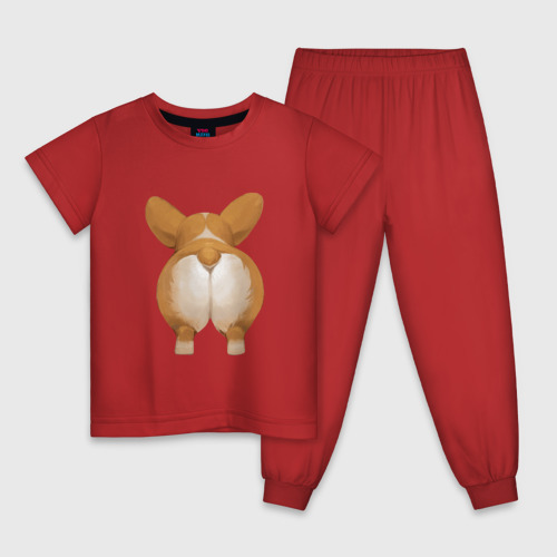 Детская пижама хлопок Корги, цвет красный