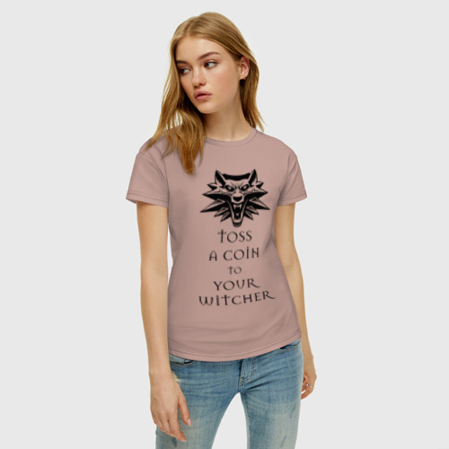 Женская футболка хлопок с принтом Toss a coin to your witcher, фото на моделе #1