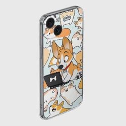 Чехол для iPhone 15 силиконовый с защитой камеры Корги - фото 2