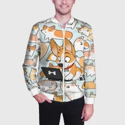 Мужской бомбер 3D Корги - фото 2