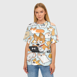 Женская футболка oversize 3D Корги - фото 2