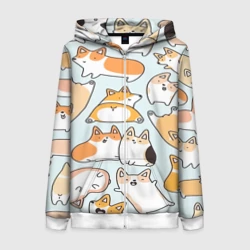 Женская толстовка 3D на молнии Корги