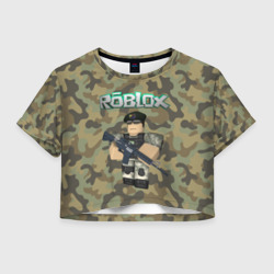 Женская футболка Crop-top 3D Roblox 23 February Camouflage