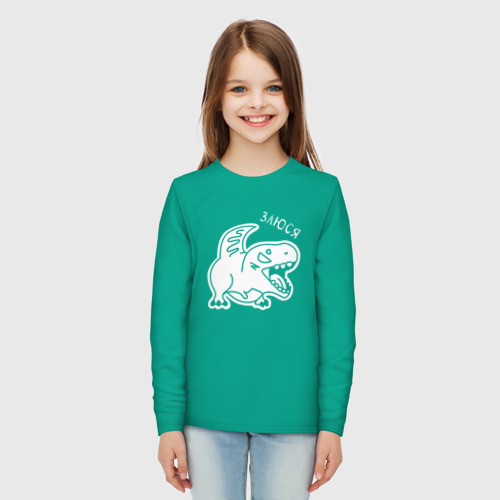 Детский лонгслив хлопок Злюся, цвет зеленый - фото 5
