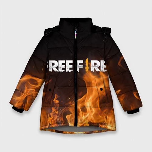 Зимняя куртка для девочек 3D Free fire, цвет светло-серый