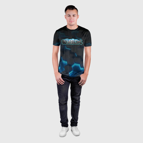 Мужская футболка 3D Slim Roblox Neon Hex, цвет 3D печать - фото 4