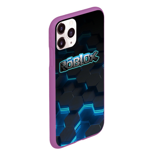 Чехол для iPhone 11 Pro Max матовый Roblox Neon Hex, цвет фиолетовый - фото 3