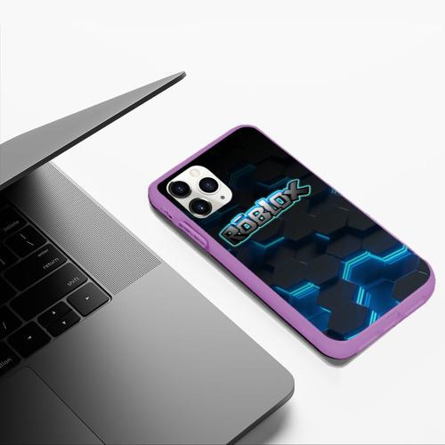 Чехол для iPhone 11 Pro Max матовый Roblox Neon Hex, цвет фиолетовый - фото 5