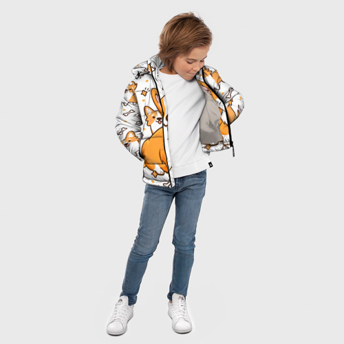 Зимняя куртка для мальчиков 3D Корги, цвет светло-серый - фото 5