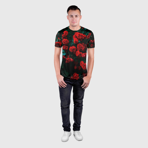 Мужская футболка 3D Slim Розы, цвет 3D печать - фото 4