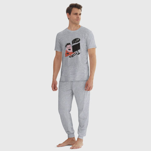Мужская пижама хлопок с принтом Кодер дедлайн, вид сбоку #3