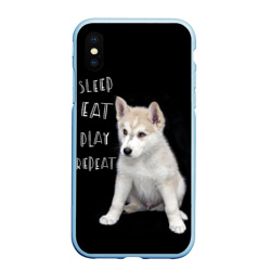 Чехол для iPhone XS Max матовый Sleep Eat Play Repeat Хаски