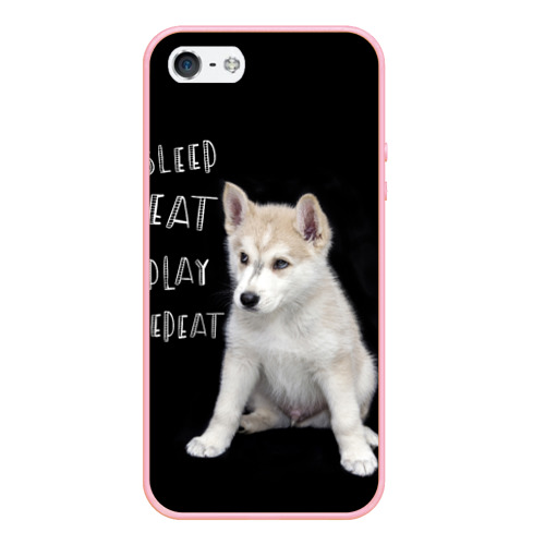 Чехол для iPhone 5/5S матовый Sleep Eat Play Repeat Хаски