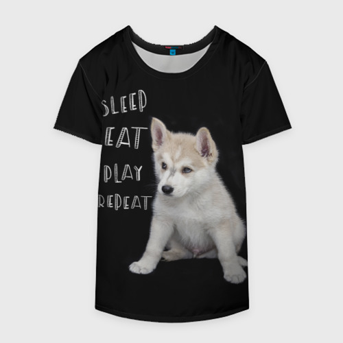 Накидка на куртку 3D Sleep Eat Play Repeat Хаски, цвет 3D печать - фото 4