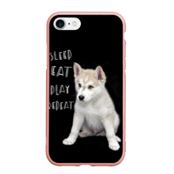 Чехол для iPhone 7/8 матовый Sleep Eat Play Repeat Хаски