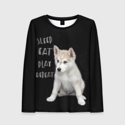 Женский лонгслив 3D Sleep Eat Play Repeat Хаски