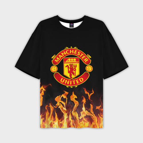 Мужская футболка oversize 3D Огненный Манчестер Юнайтед, цвет 3D печать