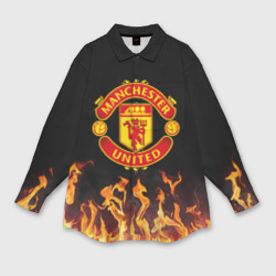 Мужская рубашка oversize 3D Огненный Манчестер Юнайтед